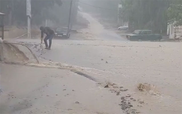 Şamaxıda güclü sel - Video