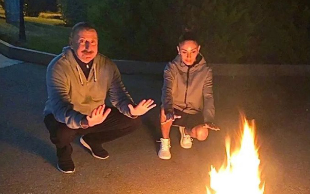 Mehriban Əliyeva Od çərşənbəsində Prezidentin maraqlı görüntüsünü paylaşdı