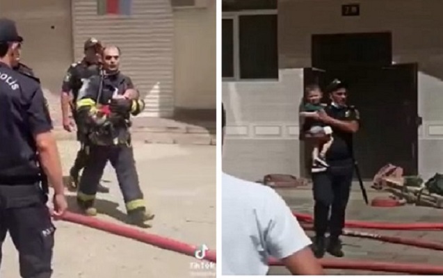 Binadakı yanğında uşaqlar belə xilas edildi