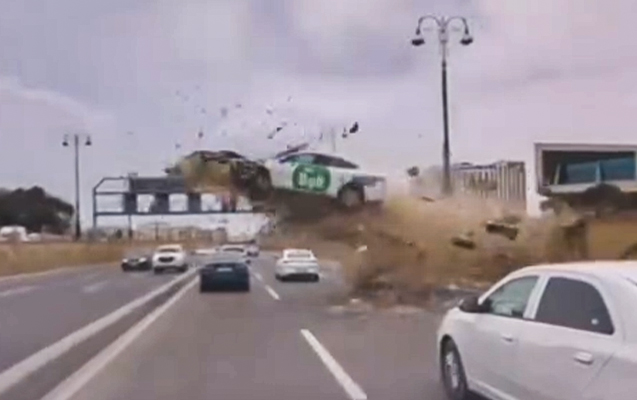 Bakıda film səhnələrini xatırladan qəzanın görüntüləri