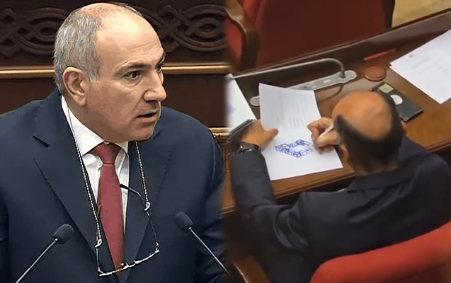 Paşinyan parlamentdə danışdı, o isə rəsm çəkdi