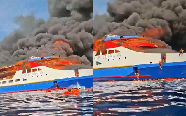 İndoneziyada 300-ə yaxın insanın olduğu gəmi yandı