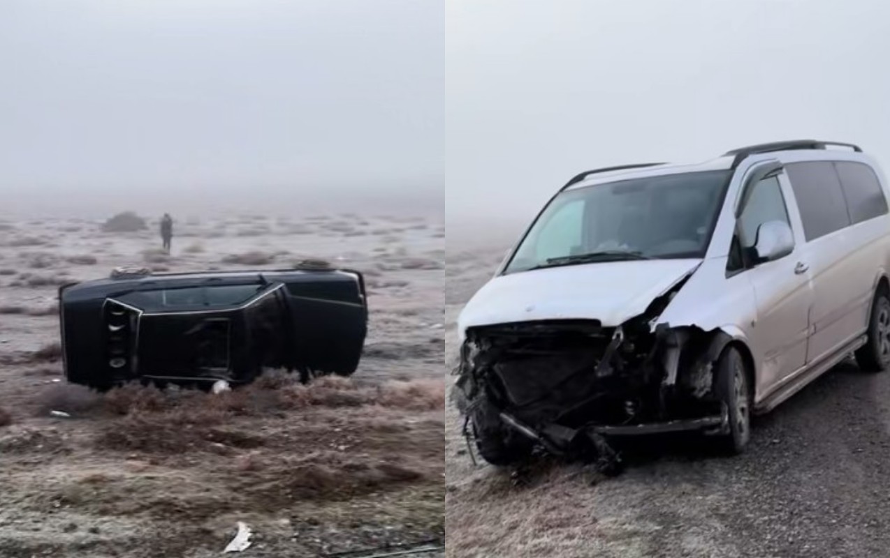 Yol buz bağladı, 5 maşın toqquşdu