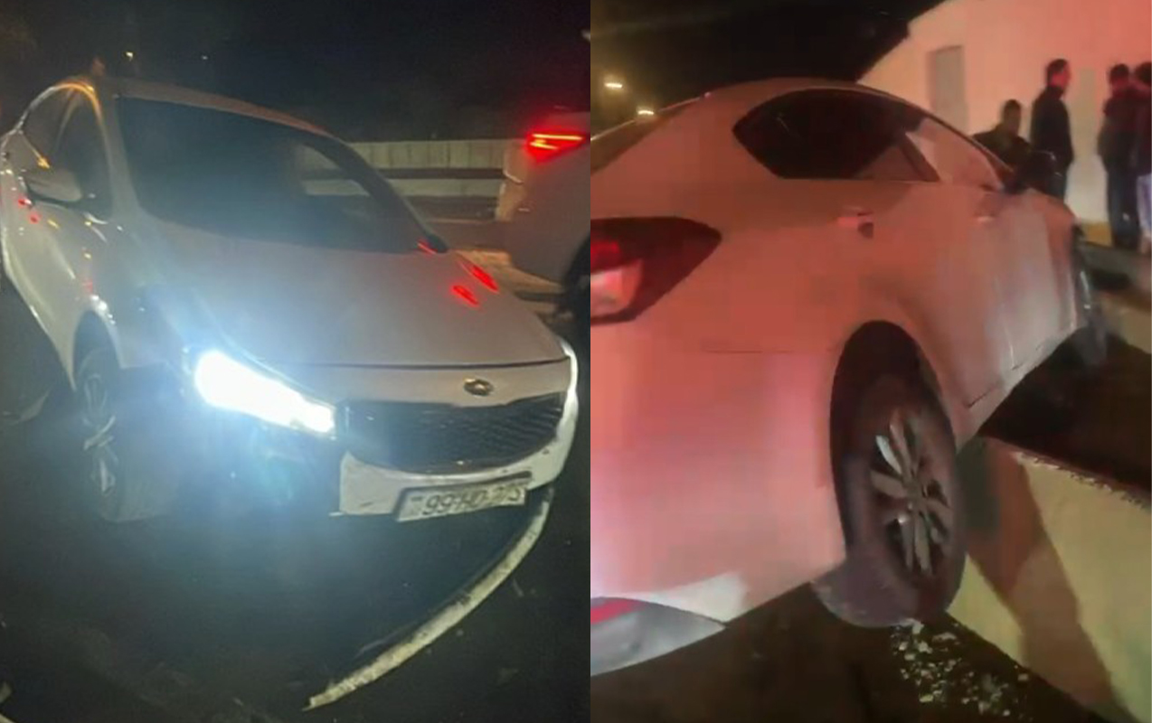Xəbərdarlıq nişanı qoyulmadı, maşını betona çırpdı