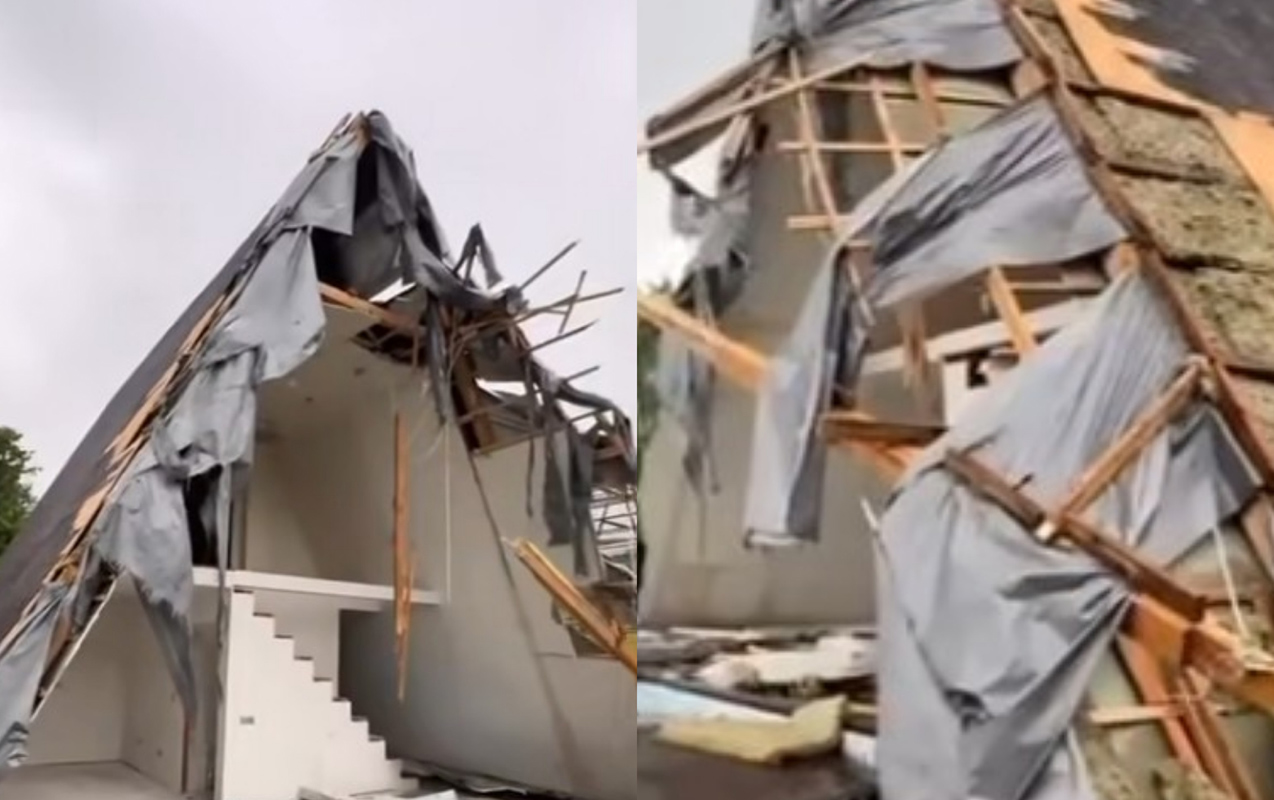 Tufan “A-frame” evi yerlə-yeksan etdi